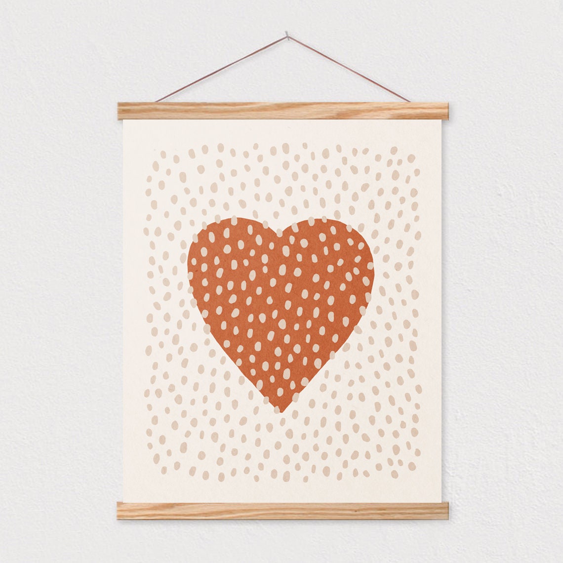 Terracotta Heart Dotted Pattern Boho Earth Tones Nursery Poster - Image 2