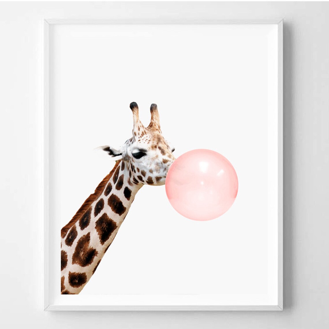 Giraffe Bubble Gum Funny Kids Nursery Art Print - Image 2