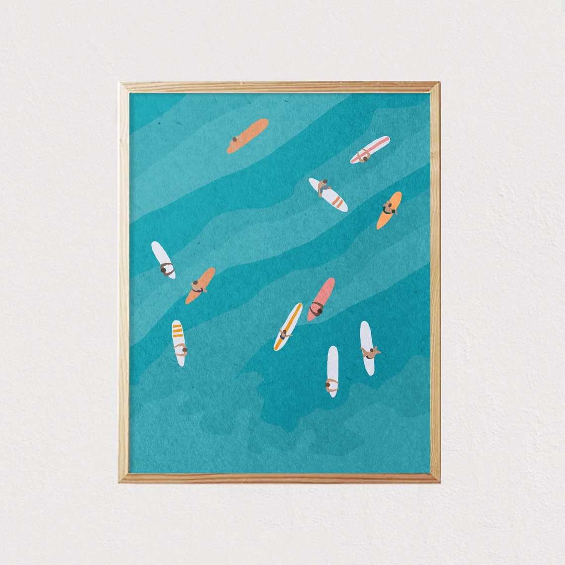 Blue Water Surf Boards, Mid-Century Modern Art Print
