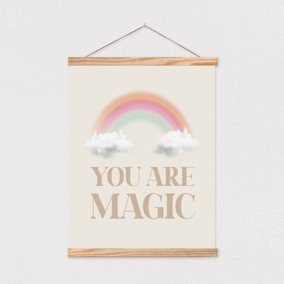 You Are Magic Quote Rainbow Clouds Neutral Quote Art Print Kids Quote Art Print Nursery Decor Modern Kids 16x20