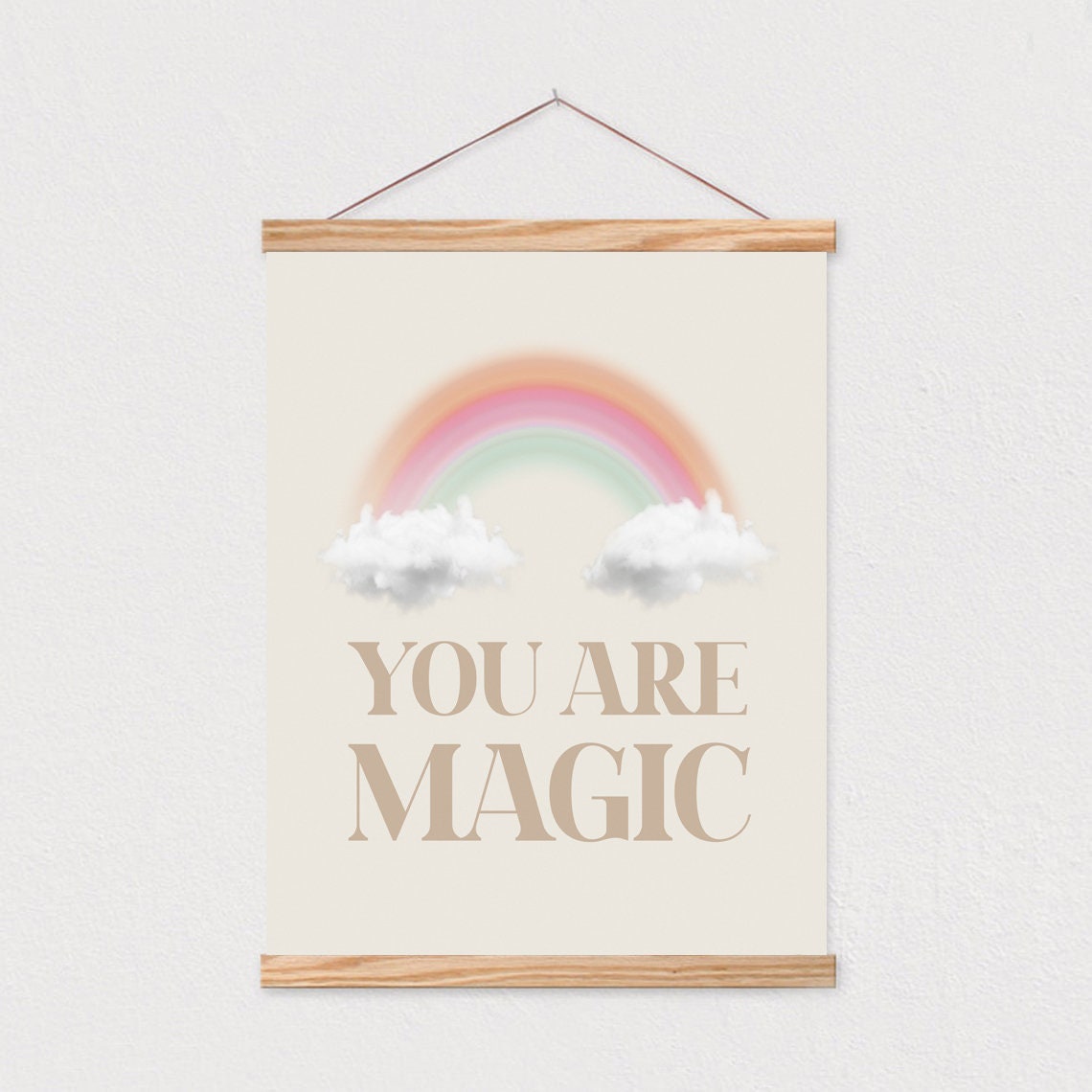 You Are Magic Quote Rainbow Clouds Neutral Quote Art Print Kids Quote Art Print Nursery Decor Modern Kids 16x20