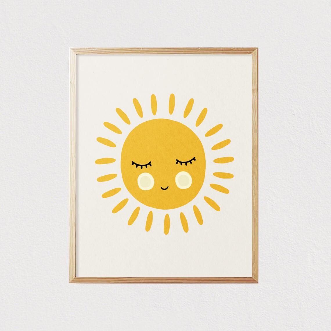 Smiling Sunshine Happy Sun Face Cheerful Kids Nursery Wall Poster