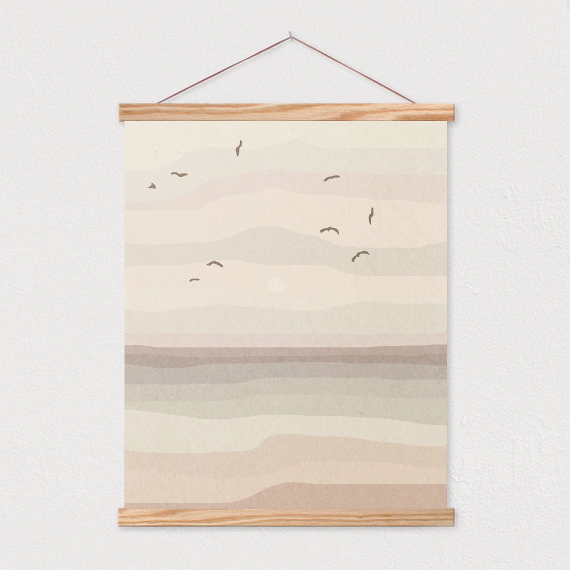 Serene Coastal Horizon Minimalist Beach Bird Silhouette Poster - Image 2