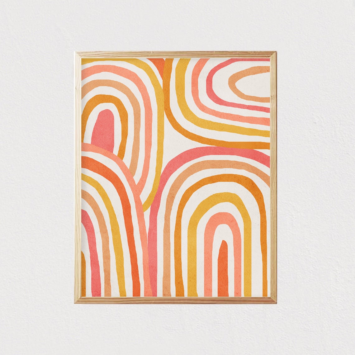 Rainbows Pattern Mid Century Modern Kids Wall Art Children Kids Room Decor Nursery Room Interior Decor 16x20
