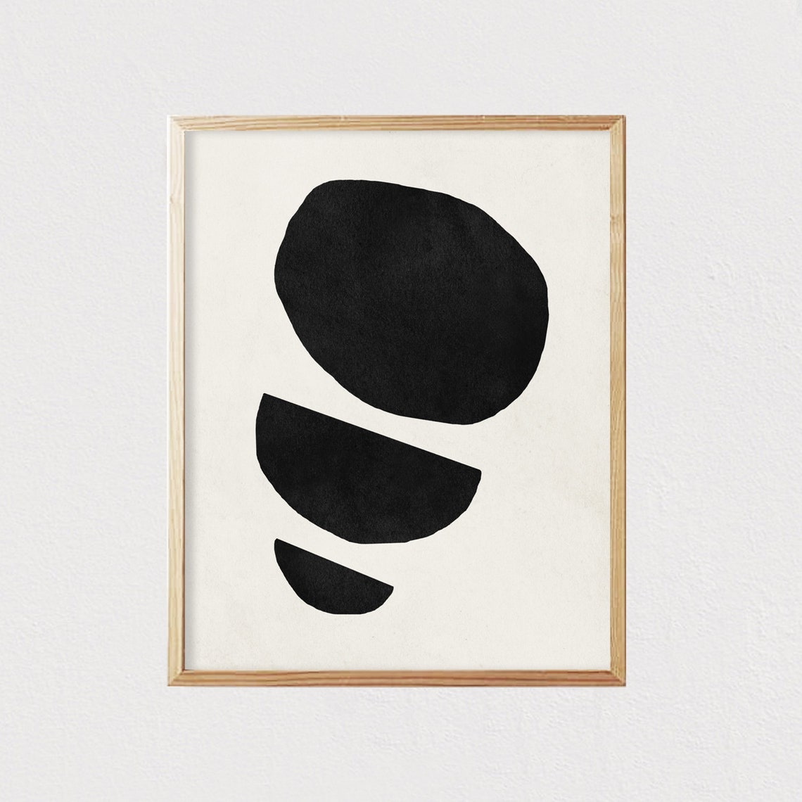 Abstract Art Shapes Neutral Print Mid Century Modern Wall Art Minimalist Geometric Interior Decor 16x20