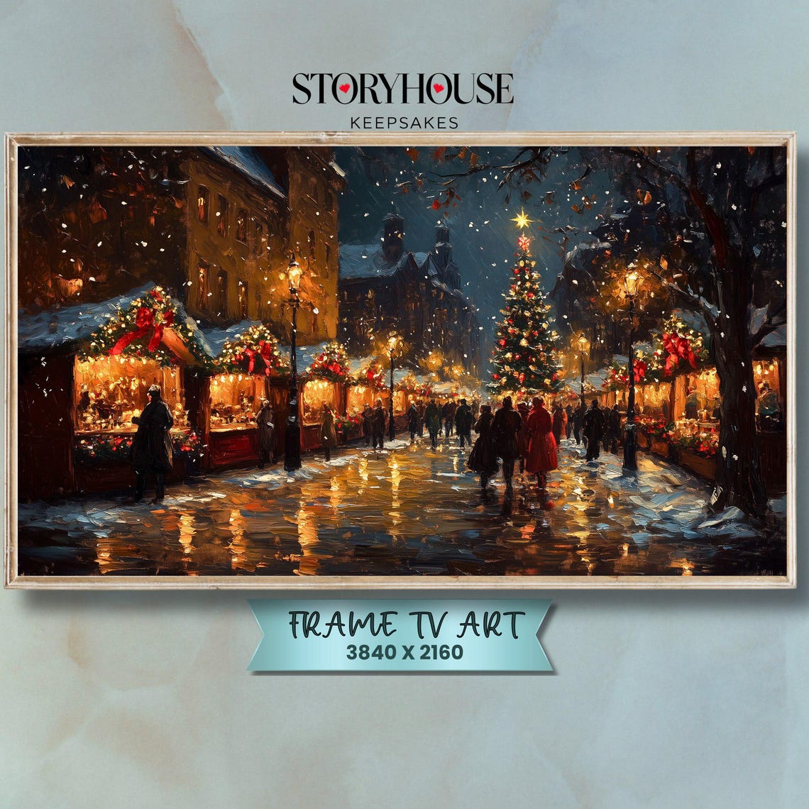 Christmas Frame Tv Art Samsung For Winter Cozy Landscape Impressionist Market Street