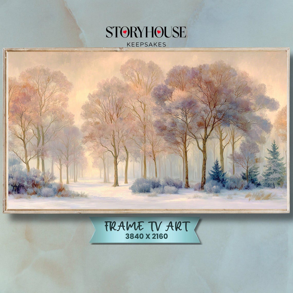 Christmas Frame Tv Art Samsung For Winter Cozy Landscape Impressionist Frosted Pastel Grove