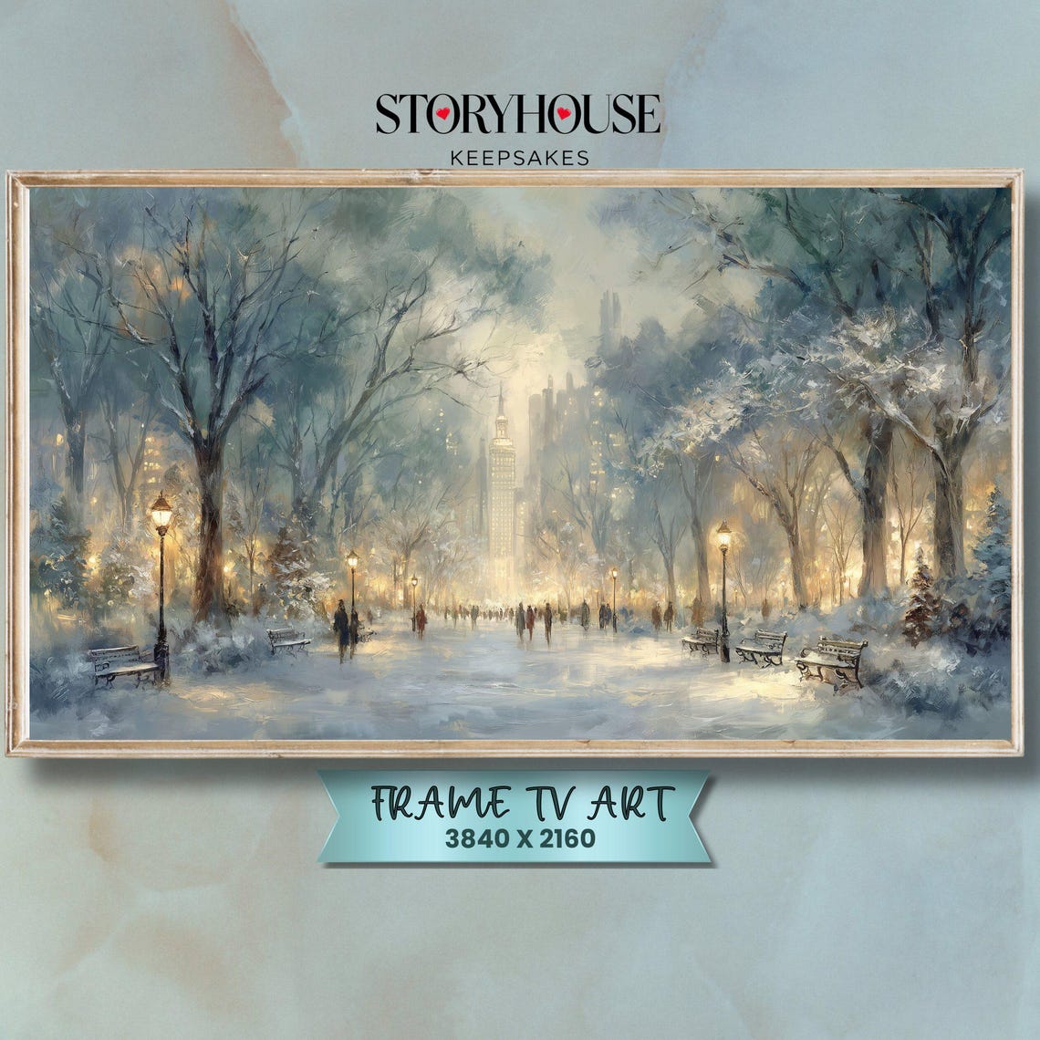 Christmas Frame Tv Art Samsung For Winter Cozy Landscape Impressionist In The Park