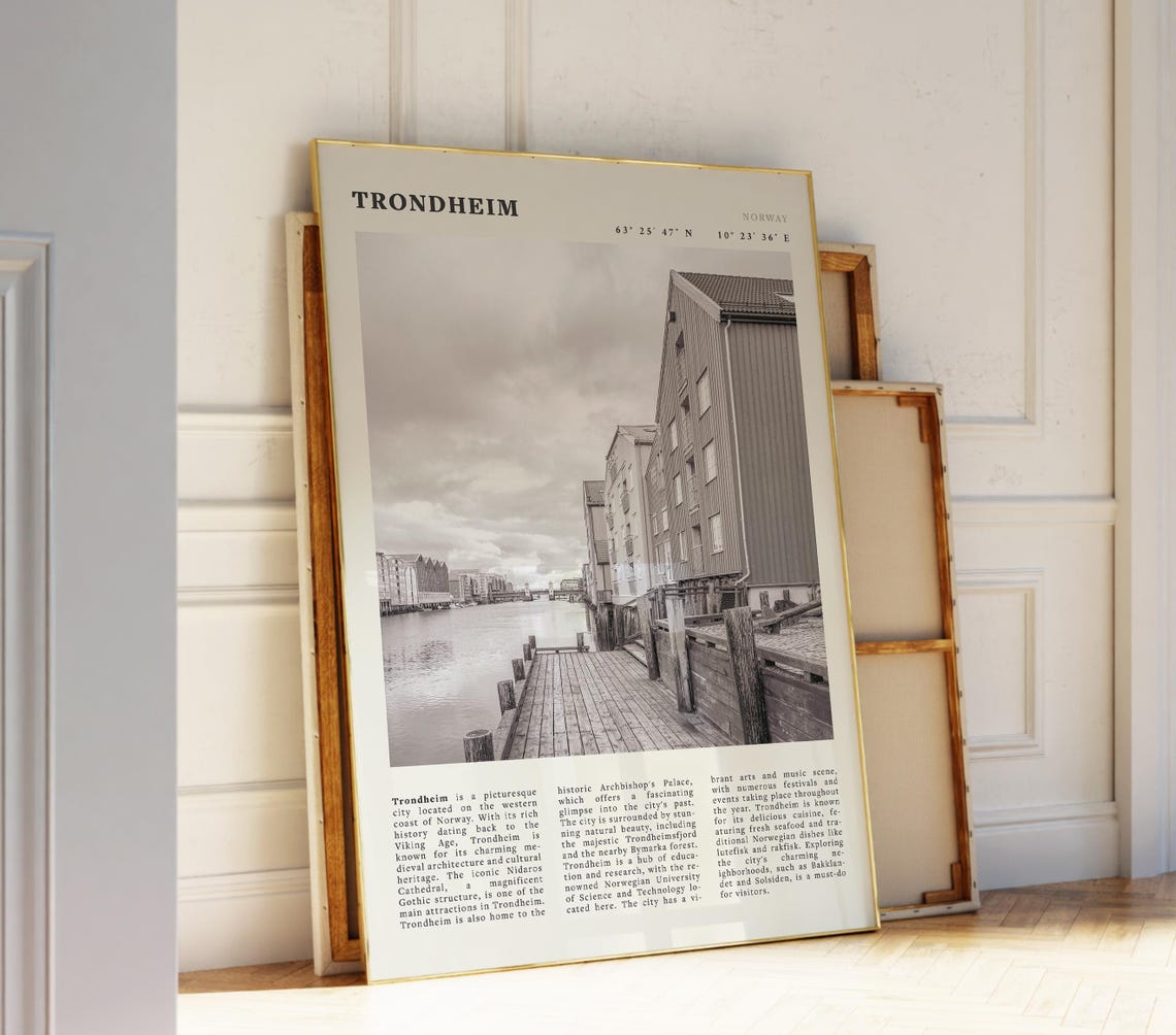 Trondheim Vintage Norway Travel Poster