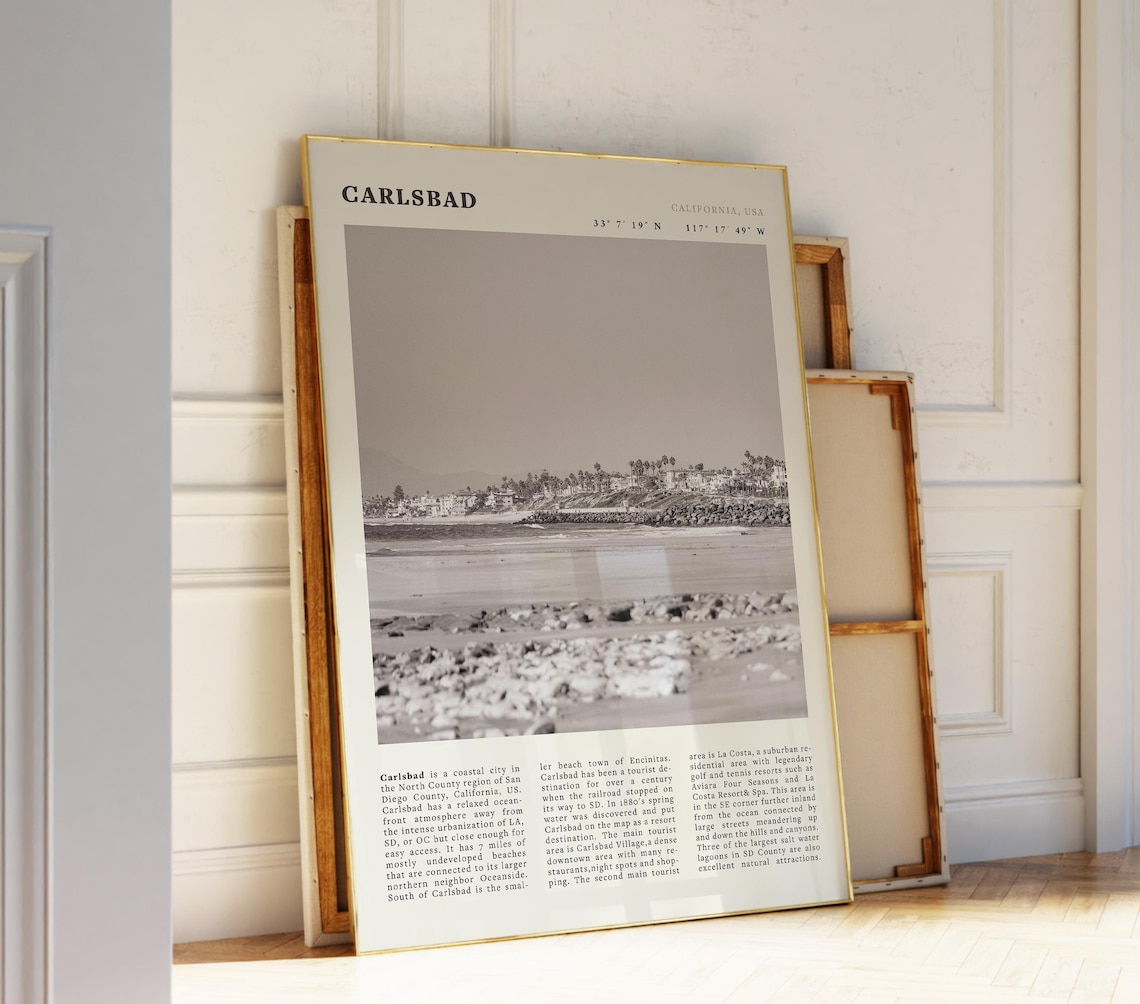 Carlsbad Vintage Beach Poster, Coastal Art Print