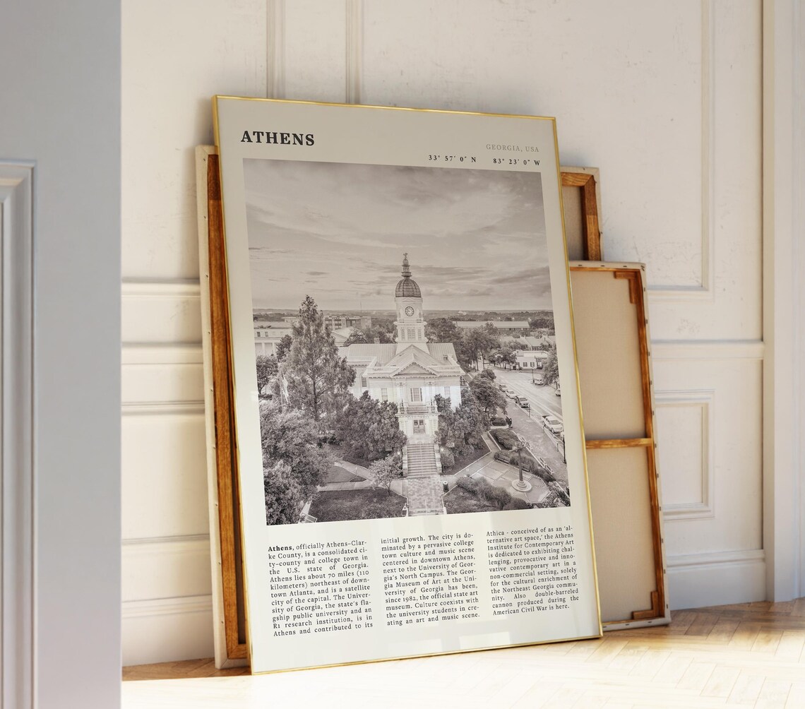 Athens Georgia Vintage Poster, Southern Charm Lovers