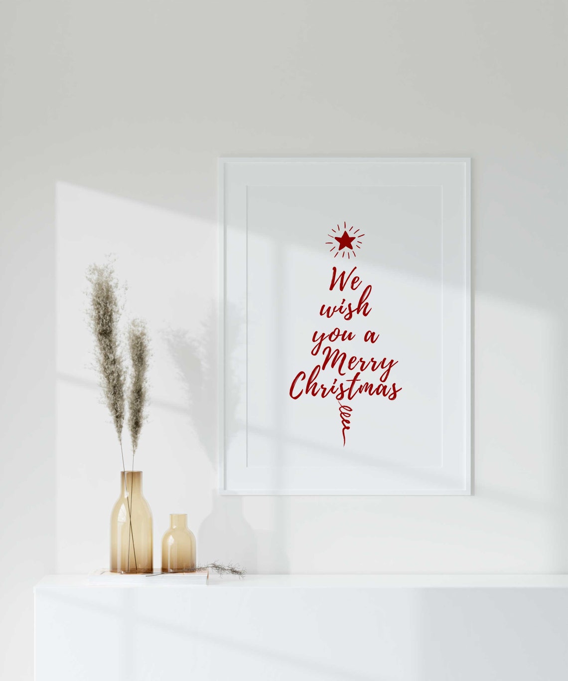 We Wish You A Merry Christmas Red Calligraphy Holiday Decor Poster - Image 3