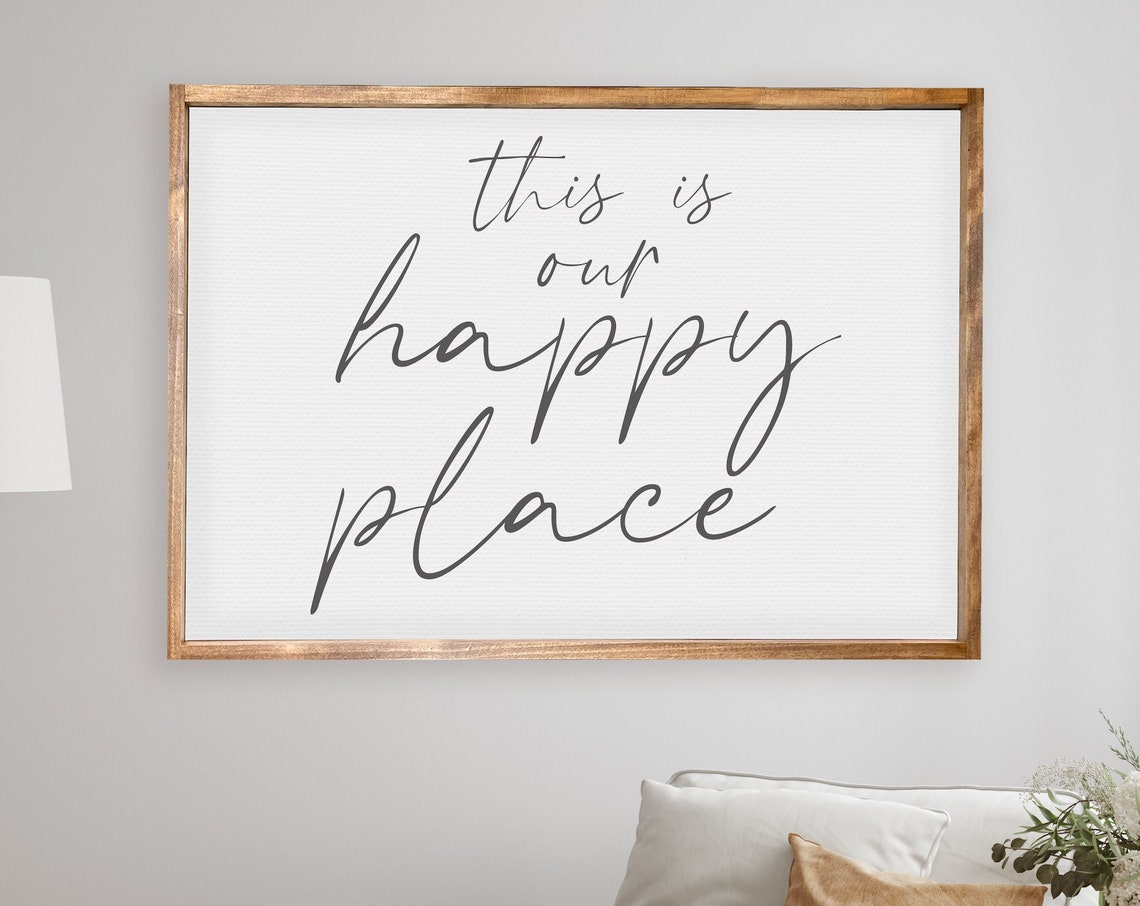 This Is Our Happy Place Modern Script Farmhouse Living Room Poster