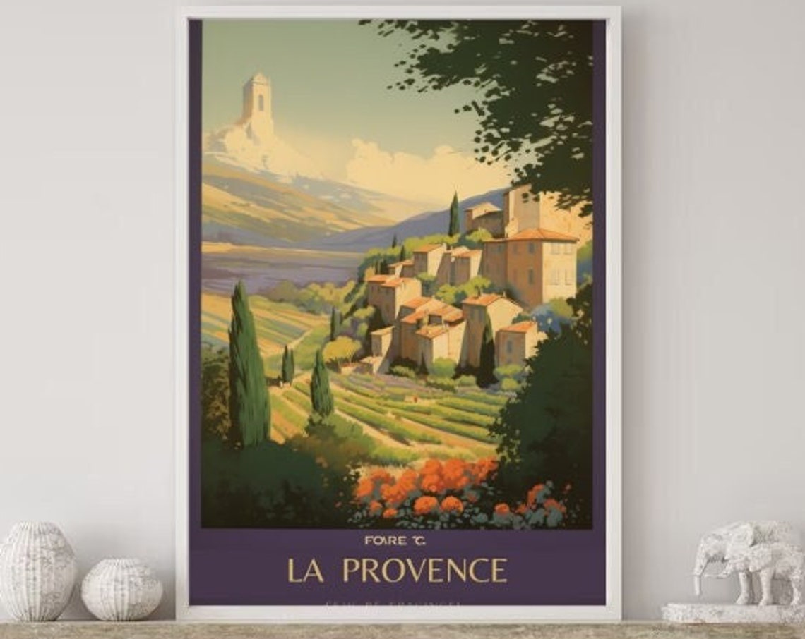 La Provence South Of France Vintage Travel Poster Travel Advertising Print Vintage Art Wall Art Small Town Retro A1
