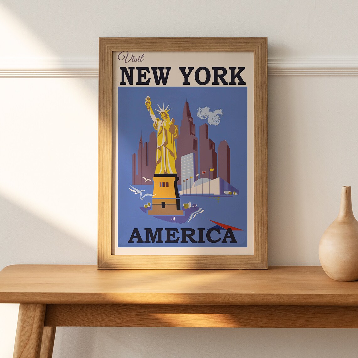 Visit New York America Statue of Liberty Retro Travel Poster - Image 2