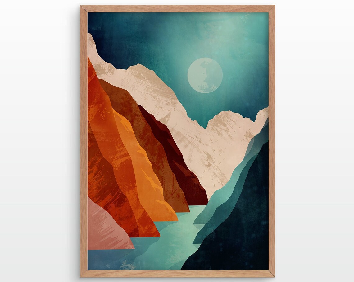 Canyon Mountain Landscape Art Print, Hiker Gift