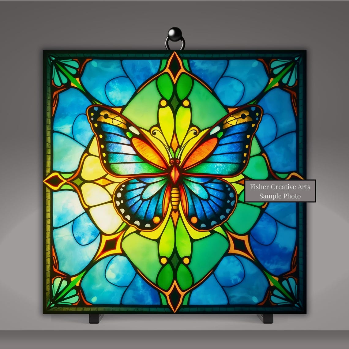 Art Nouveau Stained Glass Look Butterfly Ceramic Tile Decorative Tile Art Deco Trivet Spoon Rest Option Boho Butterfly Gift For Her - Image 5