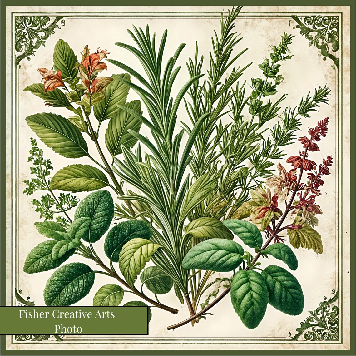Antique Botanical Herbs, Vintage Kitchen Art Print - Image 4