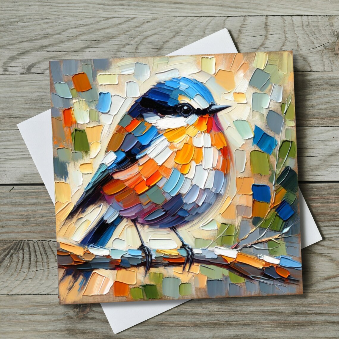 Songbird Ceramic Art Tile, Expressionist Bird Decor - Image 2