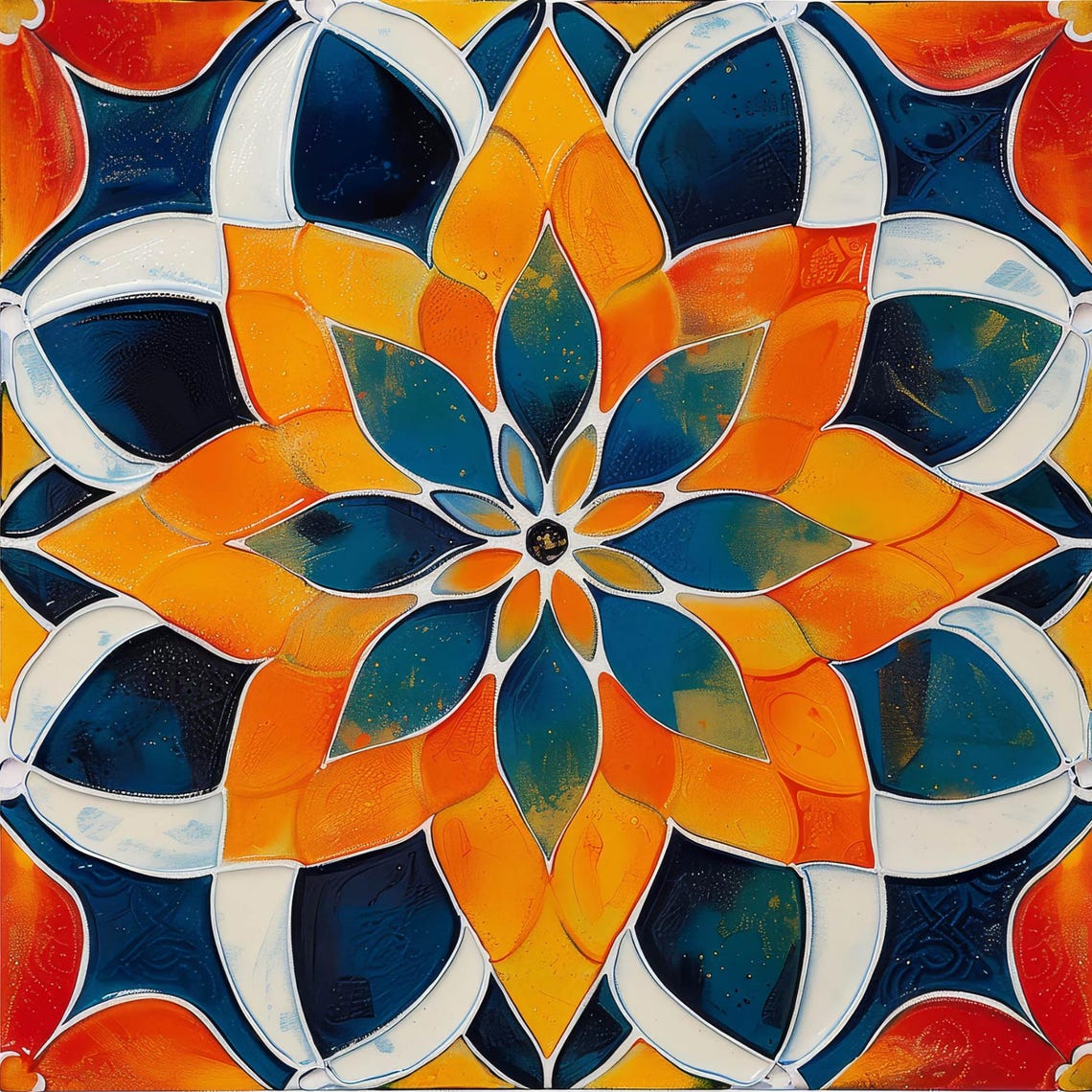 Handmade Moroccan Ceramic Tile 2 Decorative Tile Backsplash Tile Spanish Influence Wall Art Geometric Kitchen Tile Boho Art Decor - Image 4