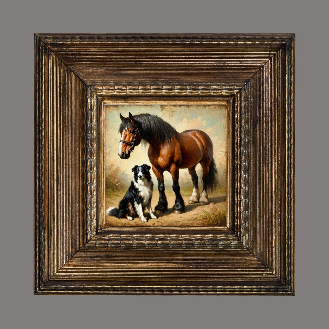 Horse and Dog Ceramic Tile, Vintage Traditional Decor - Image 3