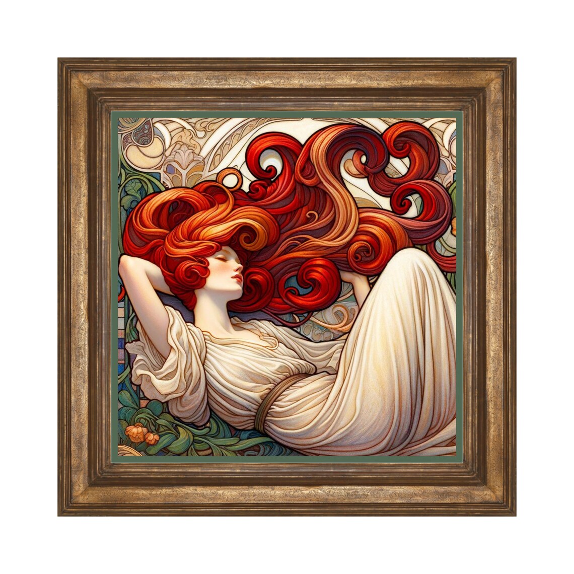 Art Nouveau Ceramic Tile, Vintage-Inspired Art Print - Image 3