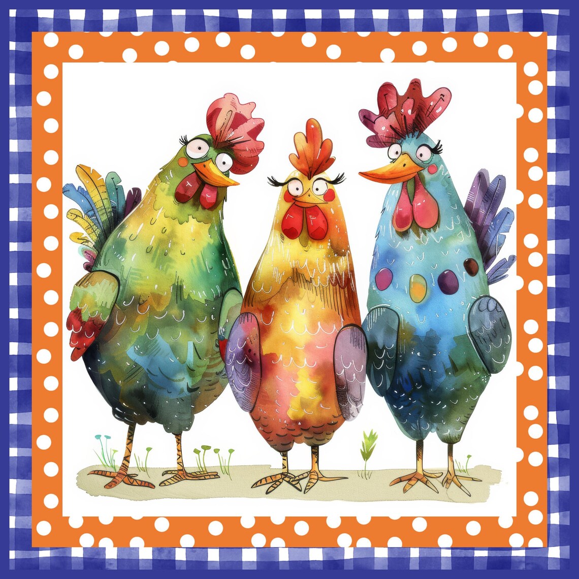 Funky Chicken Christmas Kitchen Decor Art Print - Image 3