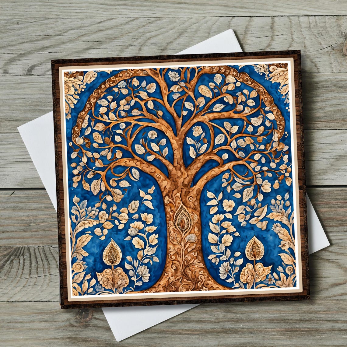 Kalamkari Tree Of Life Ceramic Tile Indian Art Eastern Art Decorative Tile Unique Home Decor Optional Trivet Wall Art Gift Mom - Image 2