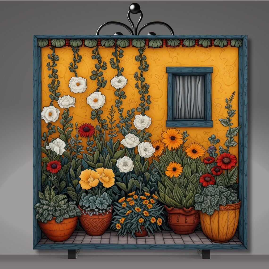 Flower Garden Ceramic Tile, Botanical Wall Accent - Image 5
