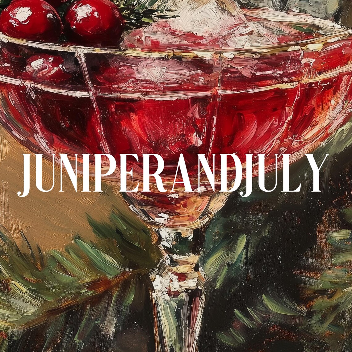 Christmas Cocktail Cranberry Coupe Vintage Holiday Painting Poster - Image 7