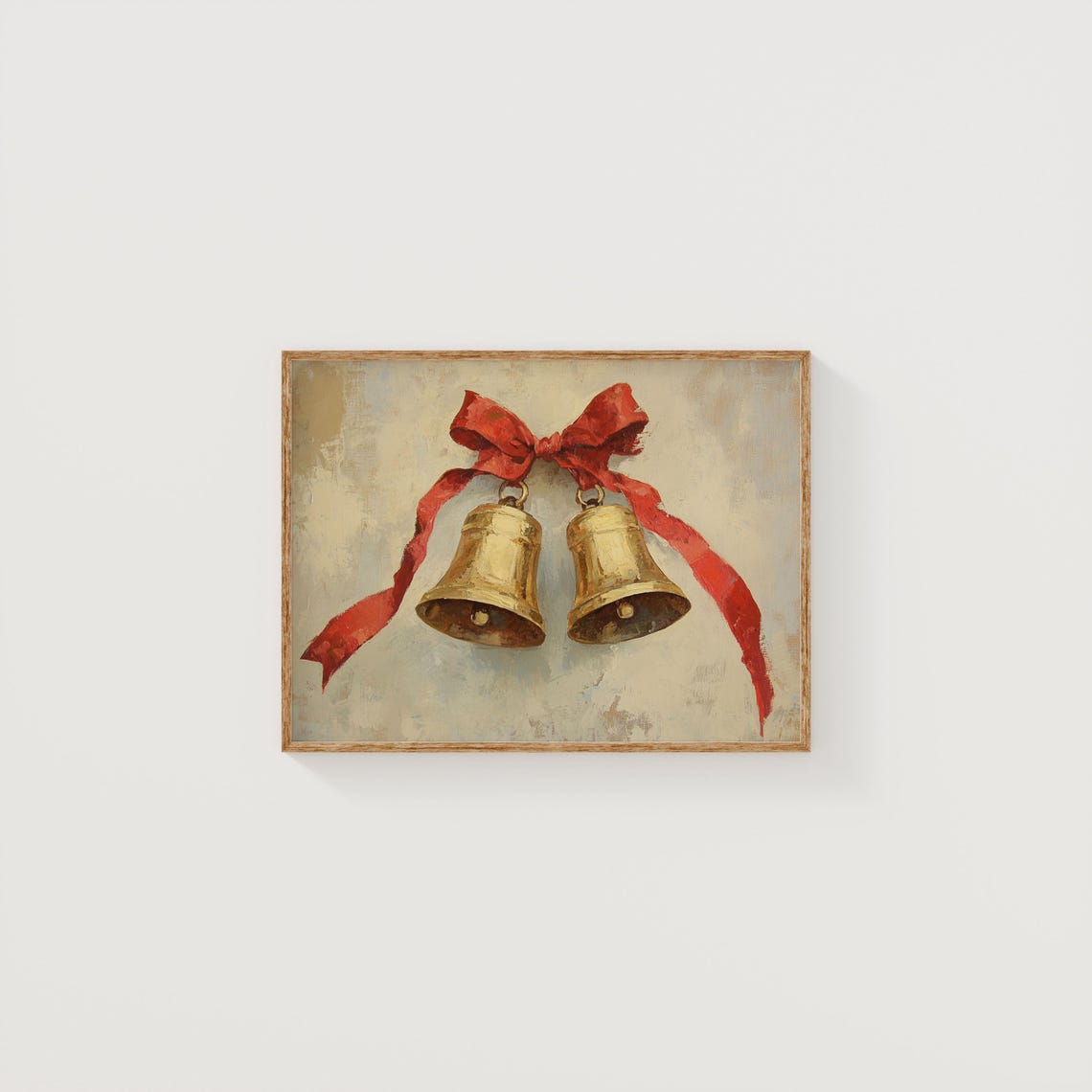 Gold Jingle Bells with Red Ribbon Bow Vintage Christmas Poster - Image 5