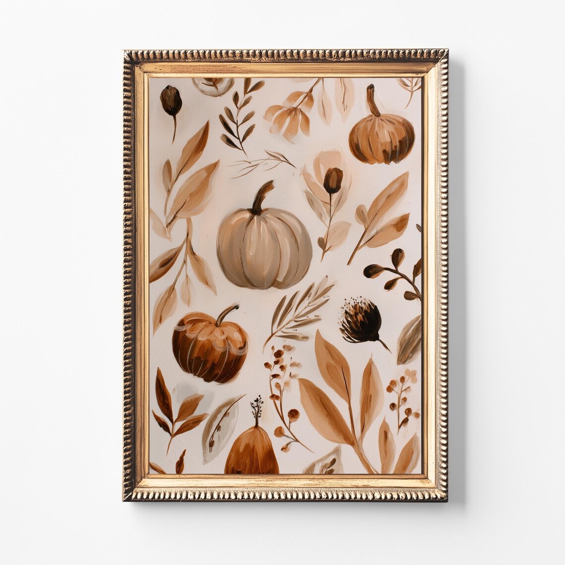 Neutral Pumpkin Botanical Print Minimalist Fall Decor