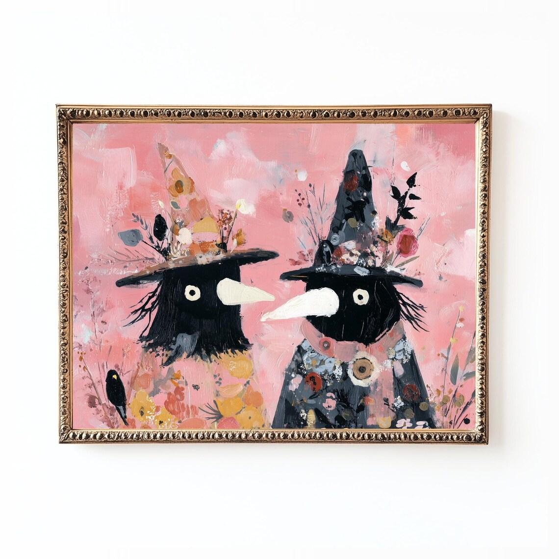 Black Crows Halloween Print Vintage Autumn Decor