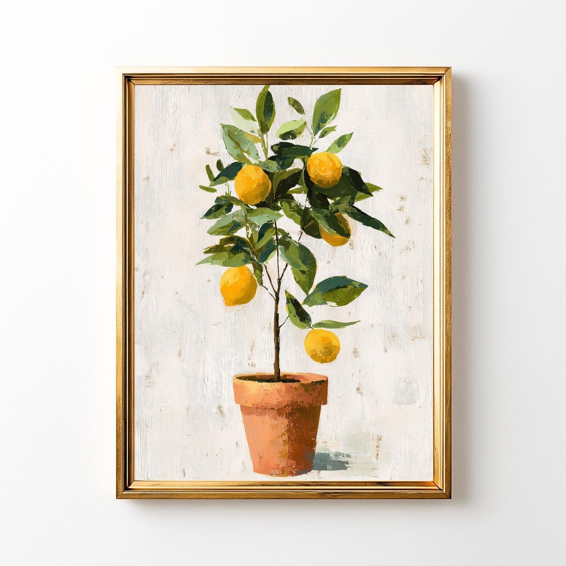 Potted Lemon Tree Botanical Citrus Painting Terracotta Pot Poster