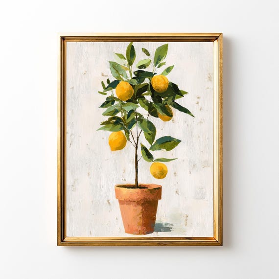 Lemon Tree Kitchen Print Tuscan Farmhouse Wall Art