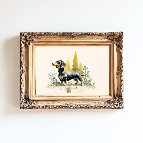 Dachshund Watercolor Print Sausage Dog Art Nursery Decor