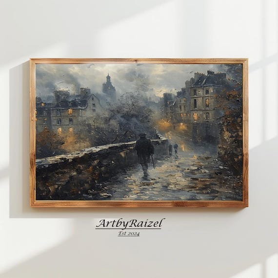 Frame Tv Art Vintage Oil Painting Wall Art Gothic Rustic Old Town Landscape Frame Tv Art Wall Decor Minimalist Tv Art For Display