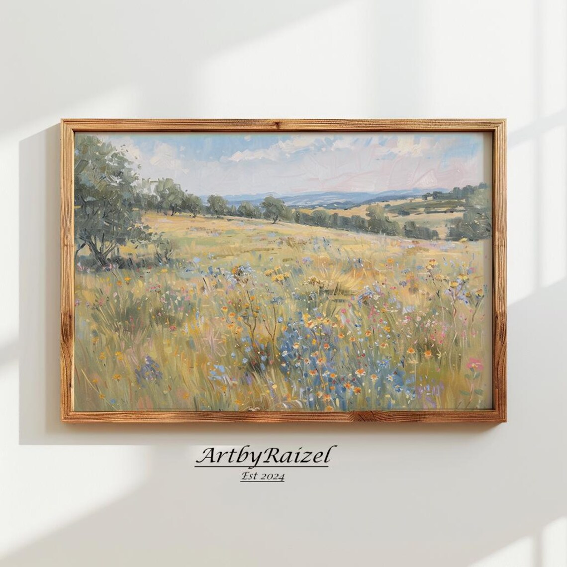 Country Meadow Olive Trees Summer Countryside Painting Poster