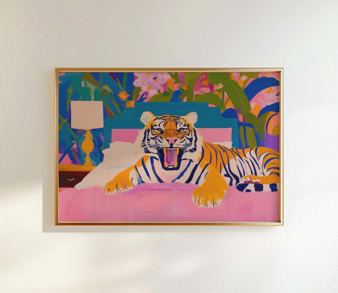 Bold Tiger Poster, Eclectic Bedroom Decor