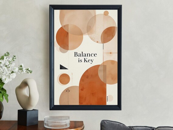 Balance Is Key Terracotta Geometric Circles Modern Abstract Wall Decor Print