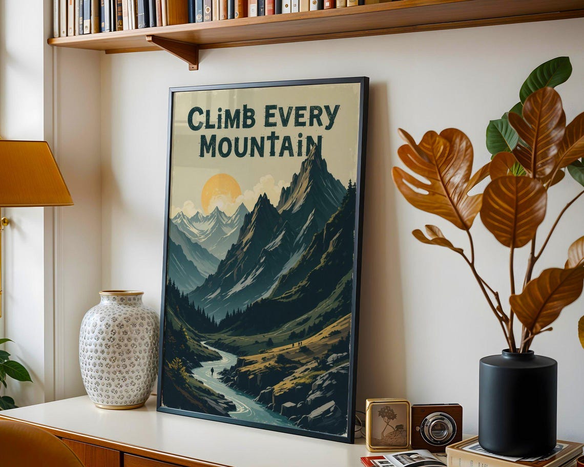Adventure Mountain Art Print Motivational Wall Art Poster Inspirational Mountain Landscape Print Hiking Wall Decor - Image 3