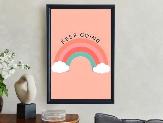 Colorful Rainbow Wall Art Motivational Print Preppy Wall Art Cute Inspirational Decor For Kids Room Nursery