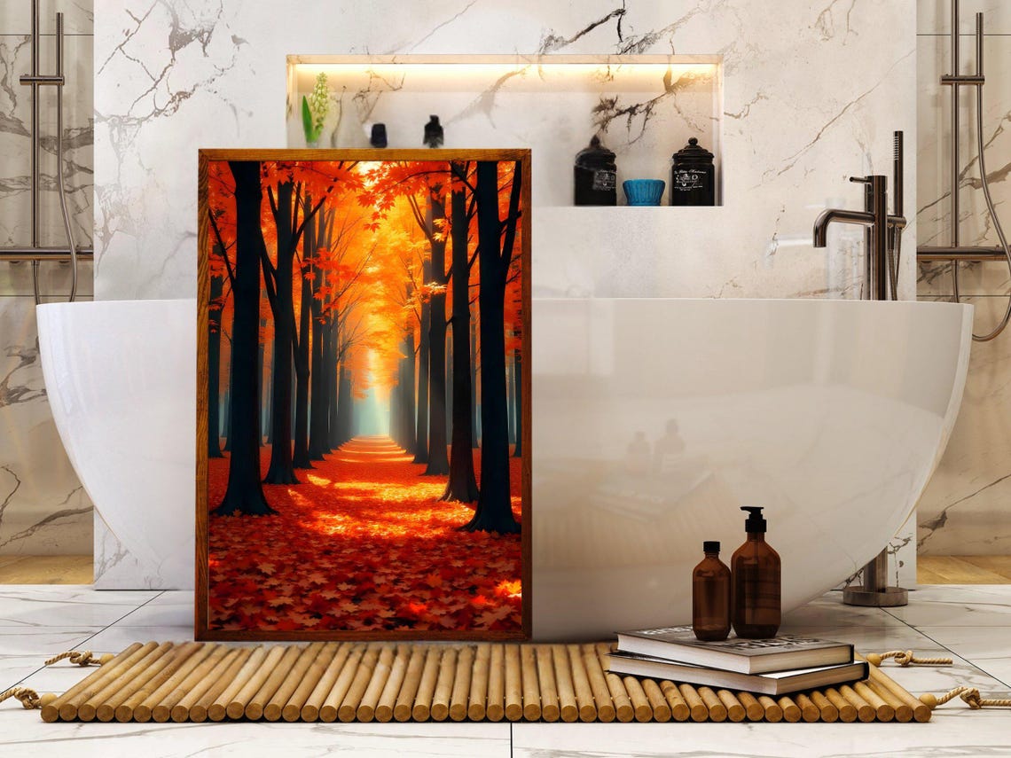Autumn Forest Avenue of Fiery Orange Maple Trees in Fall Poster - Image 4