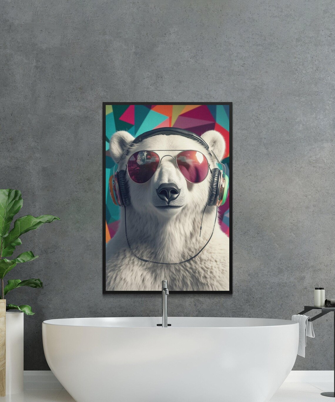 Polar Bear Wearing Headphones And Aviator Sunglasses Portrait Poster - Image 3