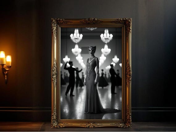 Elegant Ballroom Dance Wall Art Black And White Masquerade Print Vintage Style Dance Poster Glamorous Dance Decor For Home