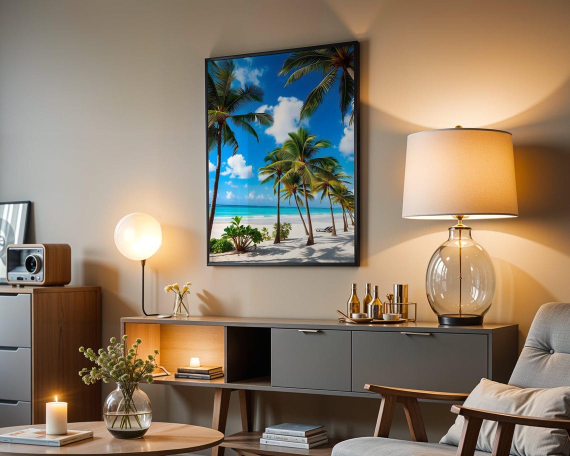 Tall Palm Trees on Pristine Tropical Beach with Turquoise Sea Poster - Image 5
