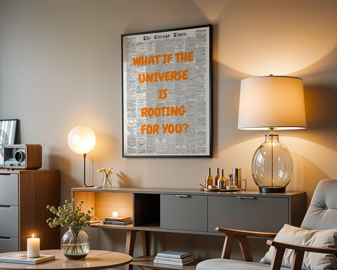 What If The Universe Is Rooting For You Orange Newspaper Quote Poster - Image 3