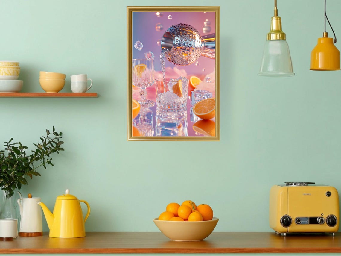 Glamorous Neon Cocktail Pour Party Bar Decor Drink Artwork Poster - Image 3