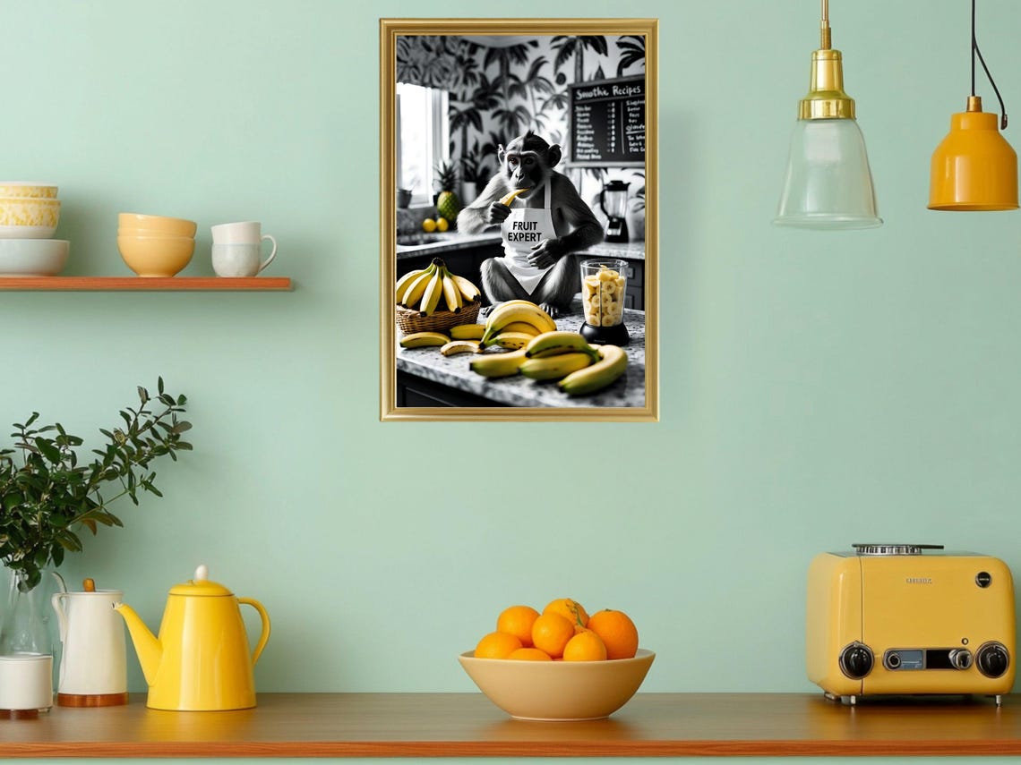Monkey Fruit Expert Banana Smoothie Funny Animal Kitchen Poster - Image 3