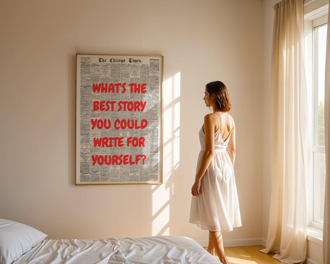Whats The Best Story You Could Write For Yourself Red Newspaper Poster - Image 5